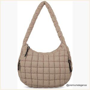 Large Quilted Puffer Tote Bag Lightweight Nylon Crossbody Hobo Shoulder Bag